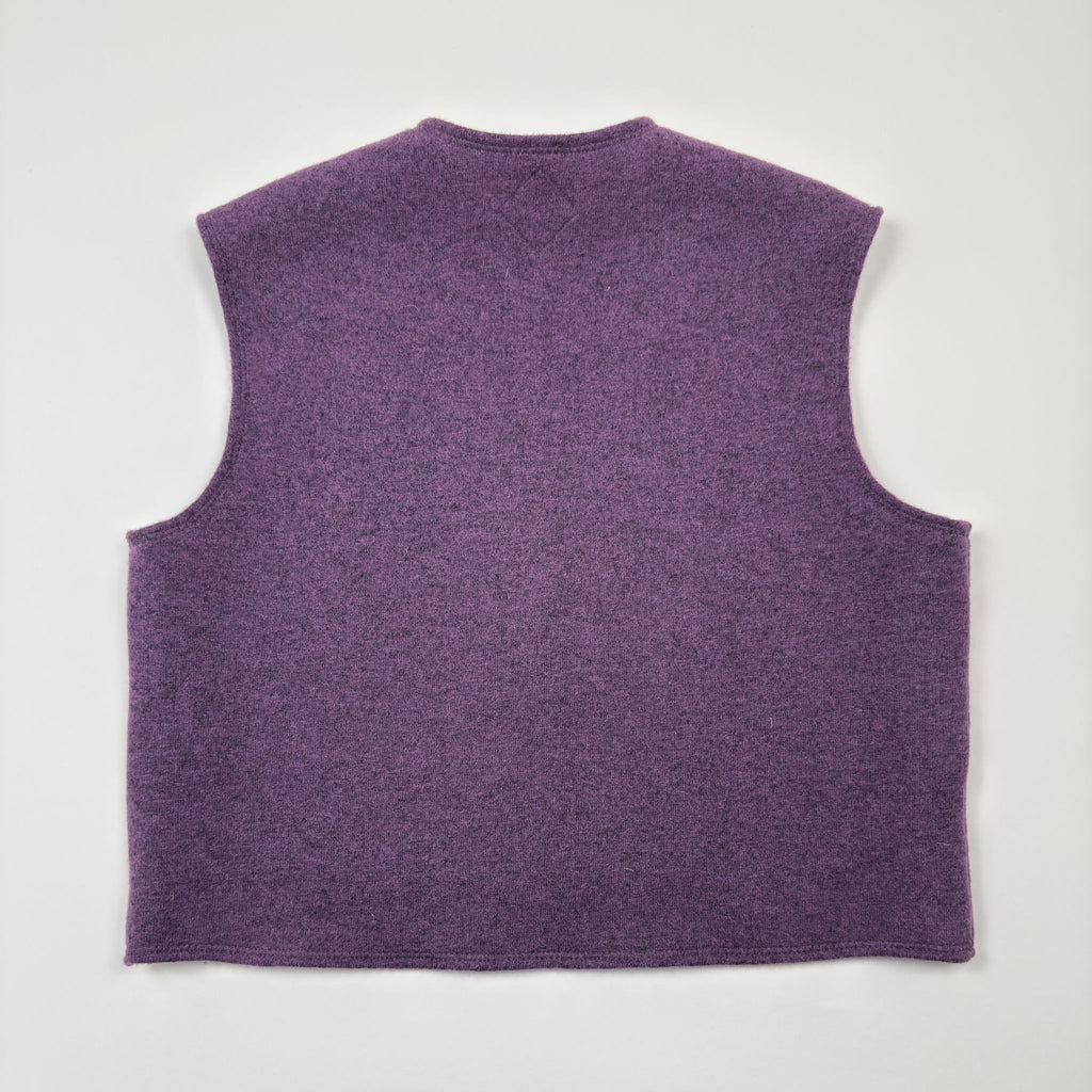 Wool vest made of jersey knit fleece with one button (lavender)