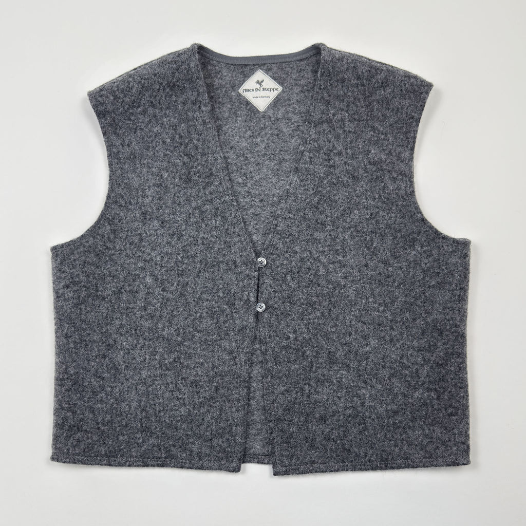 Wool vest made of jersey knit fleece with two buttons (grey)