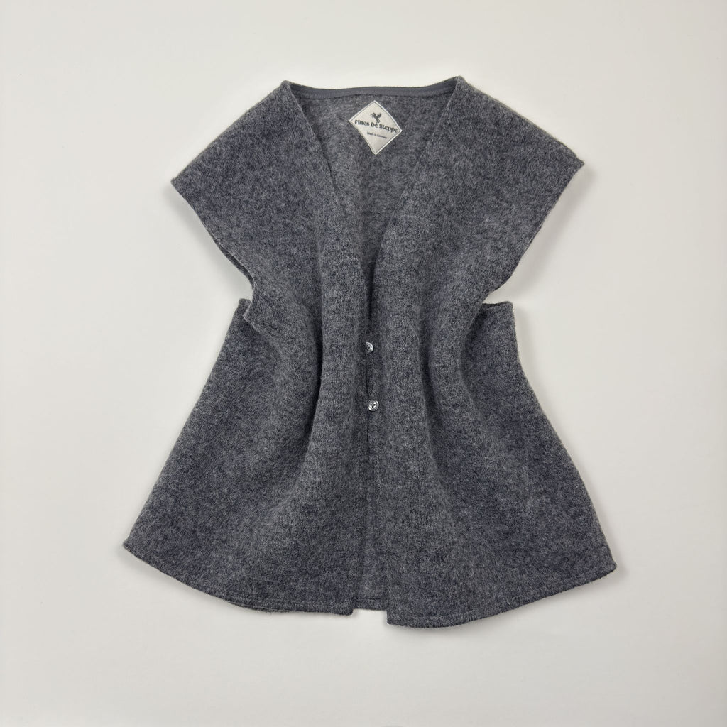 Wool vest made of jersey knit fleece with two buttons (grey)