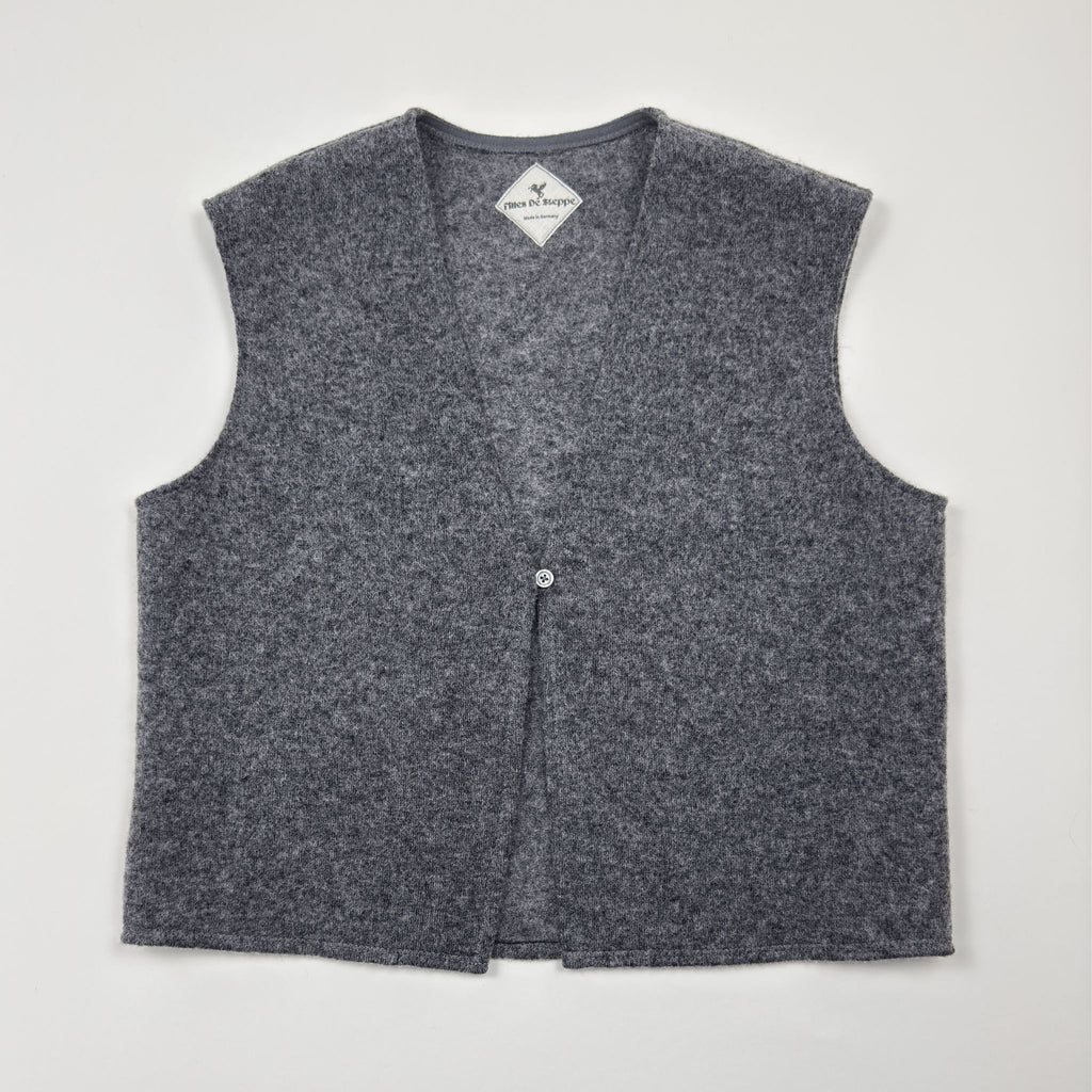 Wool vest made of jersey knit fleece with one button (grey)