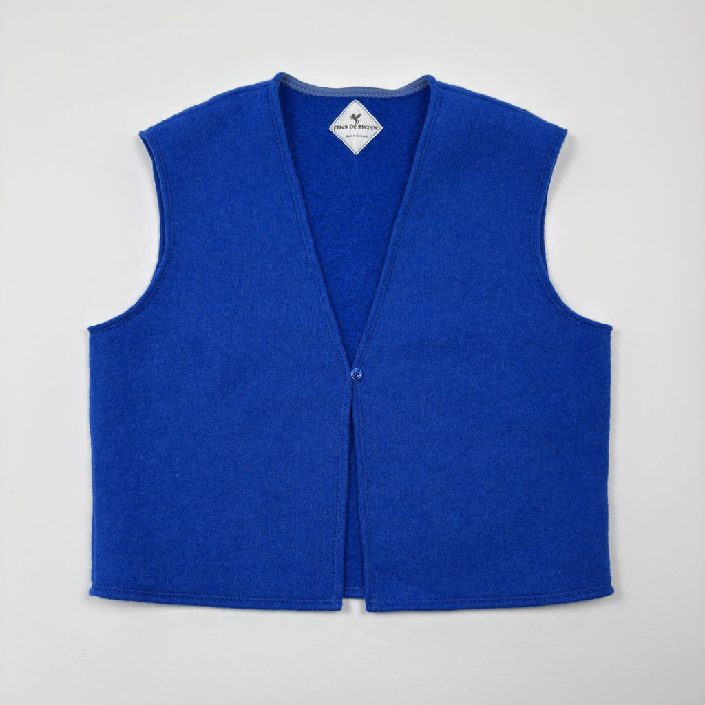 Wool vest made of jersey knit fleece with one button (royal blue)