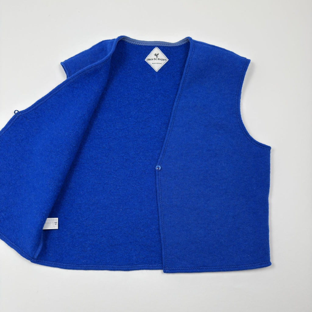 Wool vest made of jersey knit fleece with one button (royal blue)