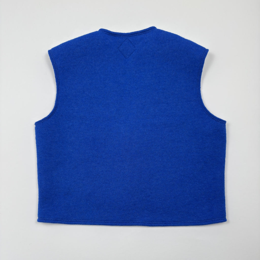 Wool vest made of jersey knit fleece with one button (royal blue)