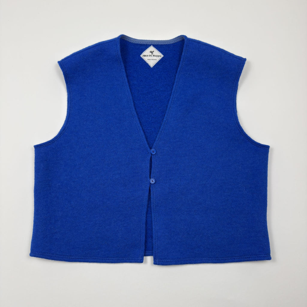 Wool vest made of jersey knit fleece with two buttons (royal blue)