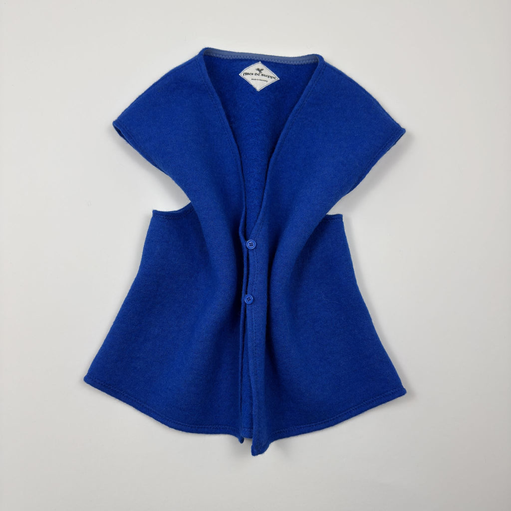 Wool vest made of jersey knit fleece with two buttons (royal blue)